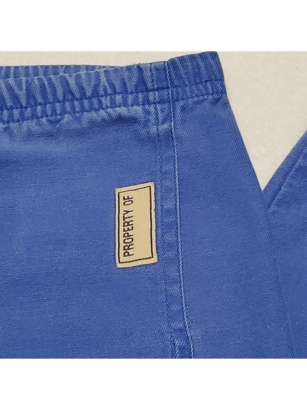 VINTAGE 90s Durable Blue Cotton Mid Rise Tie-Waist Straight Tapered Leg Pants 30